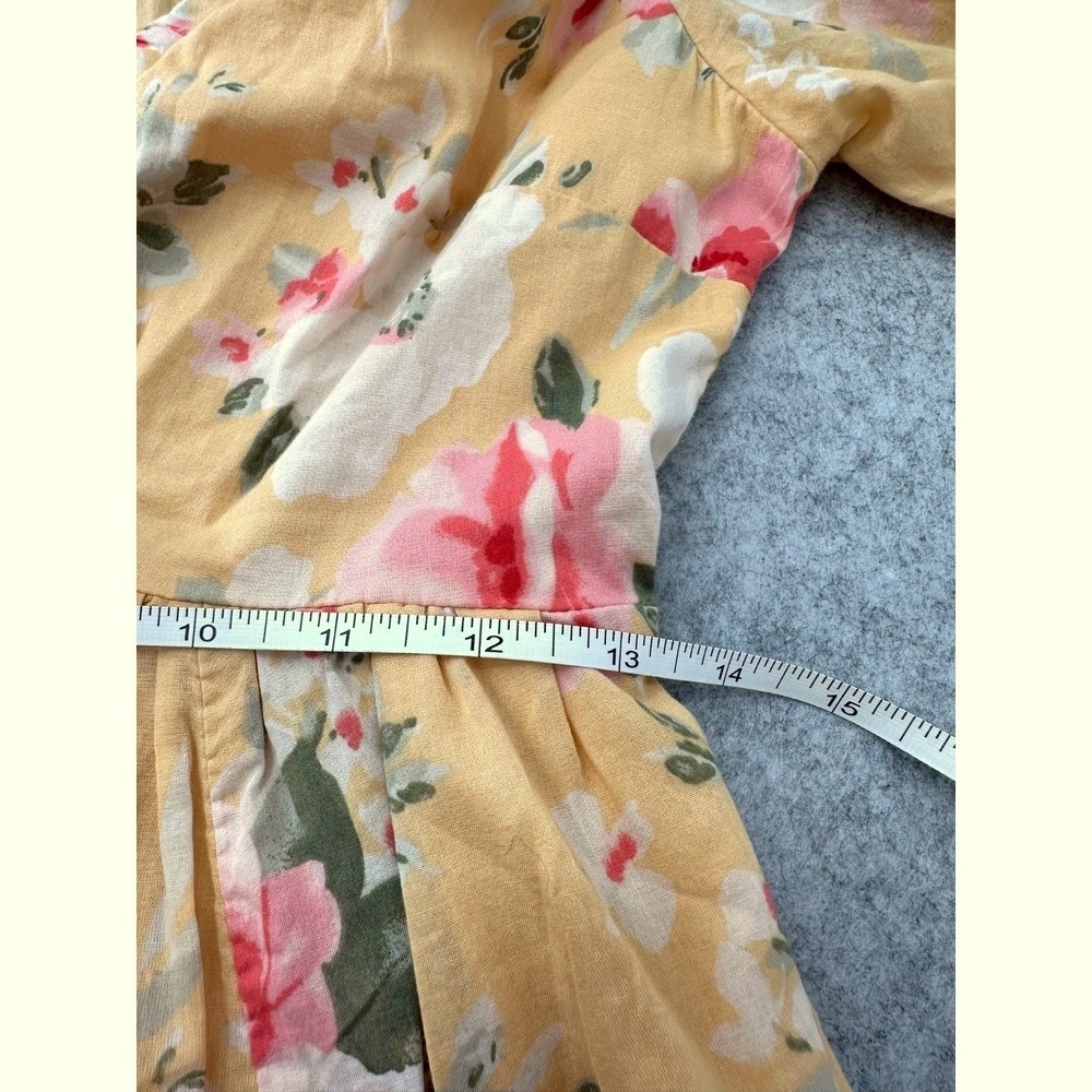 Abercrombie & Fitch Babydoll Dress Yellow Floral Puff Sleeves V-Neck Size Small - Picture 8 of 11